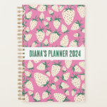 Exotic White Strawberries Cute Colourful CUSTOM  Planner<br><div class="desc">Hello! I hope you like this original artwork design. Add your own text,  change the colours or fonts to personalise it. Check my shop for more designs. If you'd like something custom please let me know.</div>