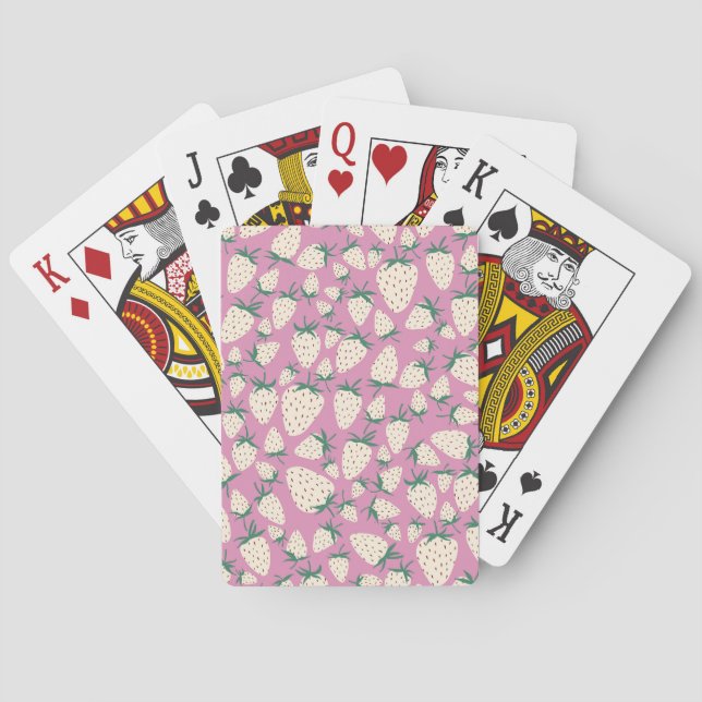 Exotic White Strawberries Cute Colourful Pattern  Playing Cards (Back)