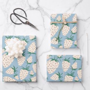 Exotic White Strawberries Sweet Colorful Fruit  Wrapping Paper Sheet