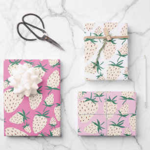 Exotic White Strawberries Sweet Colourful Fruit  Wrapping Paper Sheet