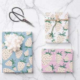 Exotic White Strawberries Sweet Colourful Fruit  Wrapping Paper Sheet