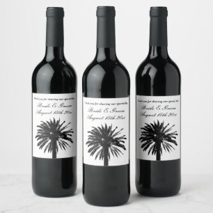 Exotic wine bottle labels for fancy beach wedding