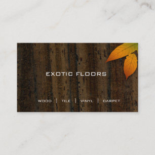 Exotic Wood Business Card with autumn Leaf
