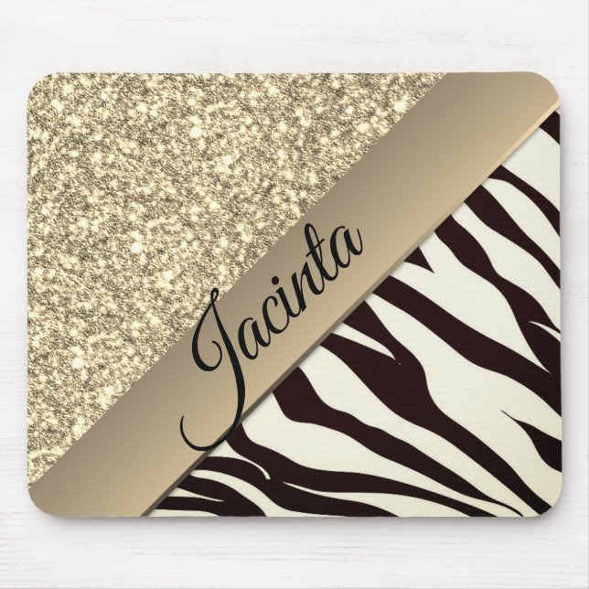 Exotic Zebra Gold Glam Mouse Mat (Front)