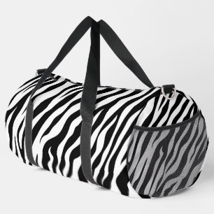 Exotic Zebra pattern Black and White Duffle Bag