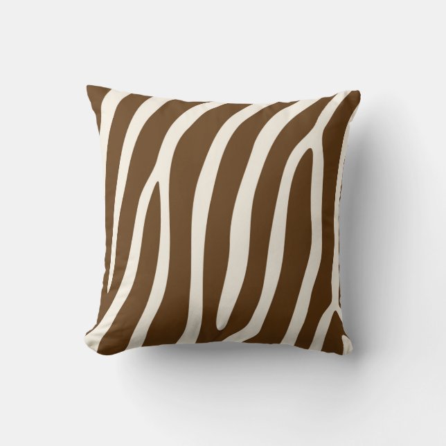 Exotic Zebra Stripes in Brown Cushion (Front)