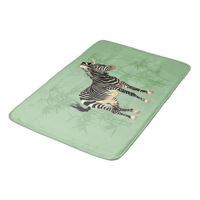 Exotic Zebra with Bamboo Bath Mat (Angled)