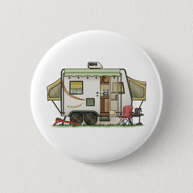 Expandable Hybred Trailer Camper 6 Cm Round Badge (Front)