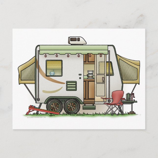 Expandable Hybred Trailer Camper Postcard (Front)