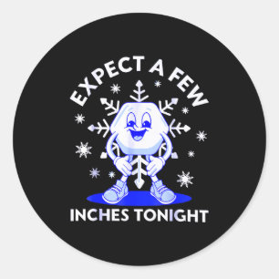 Expect A Few Inches Tonight Funny Snow Inappropria Classic Round Sticker
