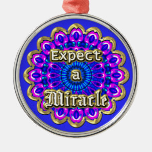 EXPECT a MIRACLE in Gold Geometric Vibrant Design Metal Tree Decoration