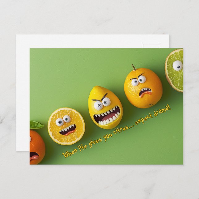 Expect Drama Funny Faces Postcard (Front/Back)