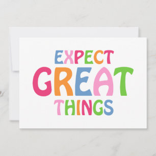 Expect Great Things Inspirational Typography Quote Thank You Card