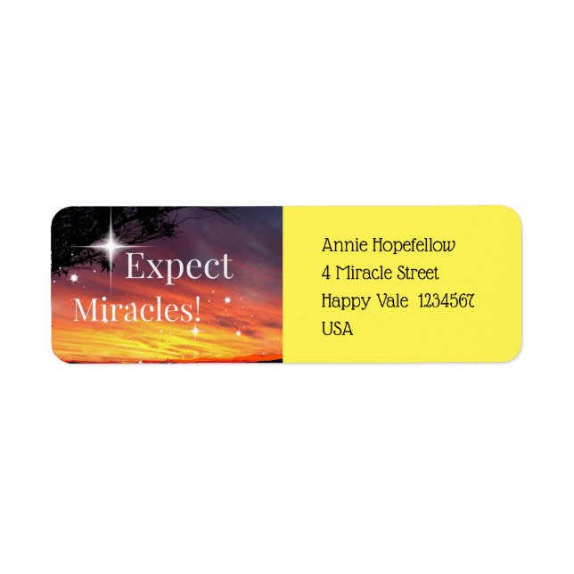 Expect Miracles Sparkle Sunset Inspirational Quote (Front)