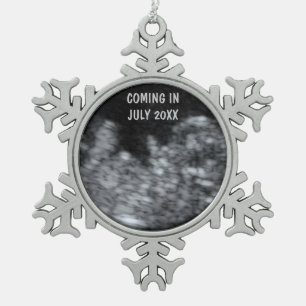 Expectant Baby Christmas Keepsake Snowflake Pewter Christmas Ornament