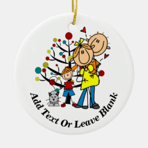 Expectant Couple, Boy, Cat Ornament