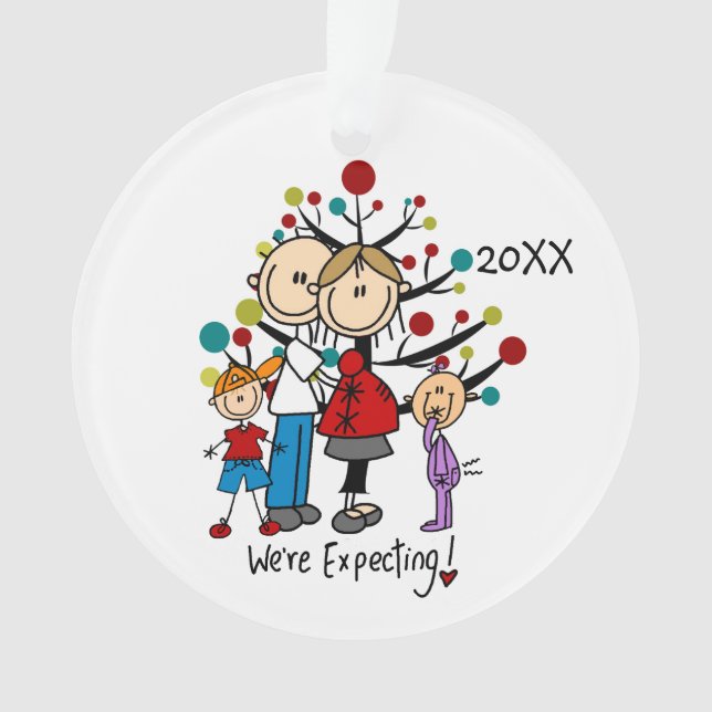 Expectant Couple, Boy, Girl Christmas Ornament (Front)