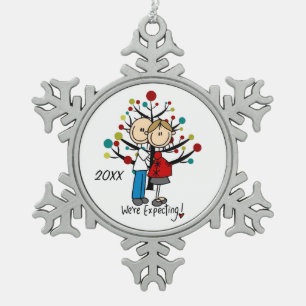 Expectant Couple Snowflake Ornament