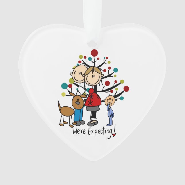 Expectant Couple Toddler Boy Acrylic Ornament (Front)