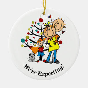 Expectant Couple, Toddler Boy, Cat Ornament