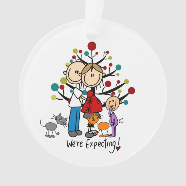 Expectant Couple Toddler Girl Acrylic Ornament (Front)