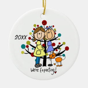 Expectant Couple Two Moms Cat Holiday Ornament