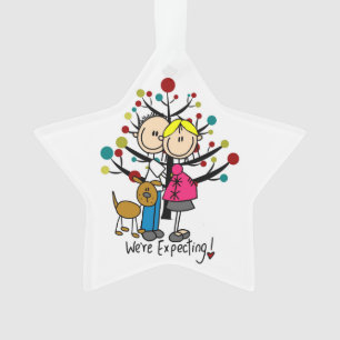 Expectant Couple w. Dog Holiday Acrylic Ornament