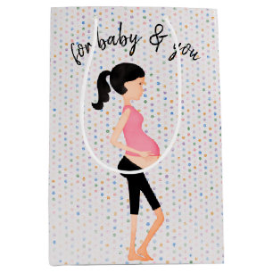 Expectant Mother on Polka Dots Medium Gift Bag