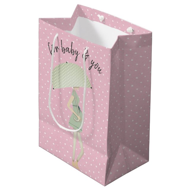 Expectant Mother with Umbrella Medium Gift Bag (Front Angled)
