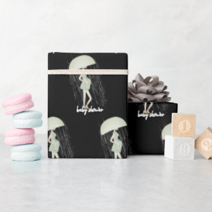 Expectant Mother with Umbrella Wrapping Paper