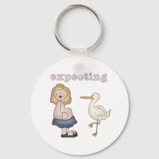 Expectant Mum and Stork Key Ring