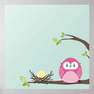 Expectant mummy owl :: neutral lemon poster