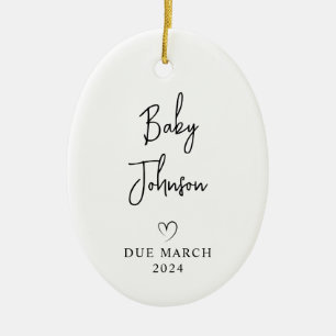 Expectant Parents Photo Baby Due 2024 Ceramic Tree Decoration