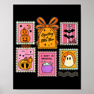 Expecting A Little Boo Cute Ghost Pumpkin Bat Anno Poster