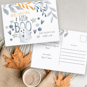 Expecting a Little Boo Cute Halloween Pregnancy Announcement Postcard