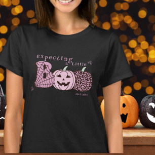 Expecting a Little Boo Pink Halloween Pregnancy T-Shirt