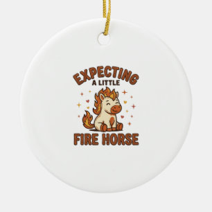Expecting A Little Fire Horse Vintage Baby Shirt_1 Ceramic Tree Decoration