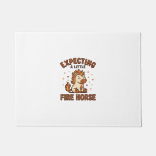 Expecting A Little Fire Horse Vintage Baby Shirt_1 Doormat