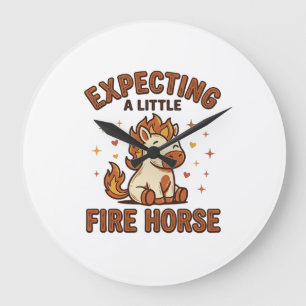 Expecting A Little Fire Horse Vintage Baby Shirt_1 Large Clock