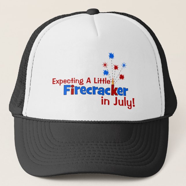 Expecting A Little Firecracker in July Trucker Hat (Front)