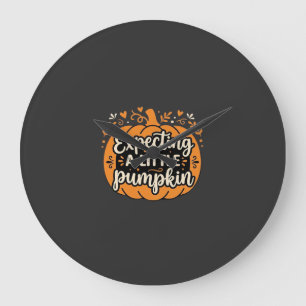 Expecting a Little Pumpkin Halloween Pregnancy Des Large Clock