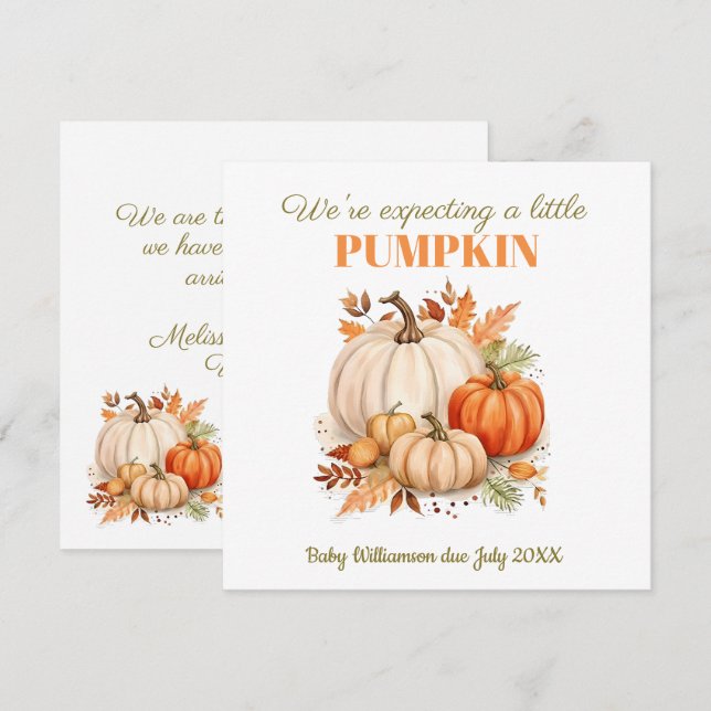 Expecting A Little Pumpkin Pregnancy  Announcement (Front/Back)