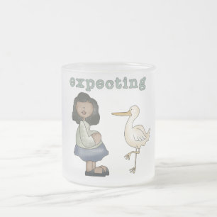 Expecting - African American Mum to Be and Stork Frosted Glass Coffee Mug