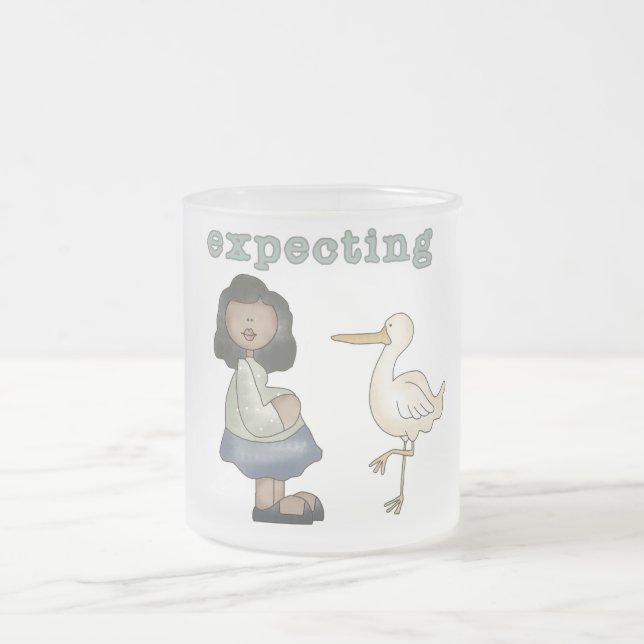 Expecting - African American Mum to Be and Stork Frosted Glass Coffee Mug (Center)