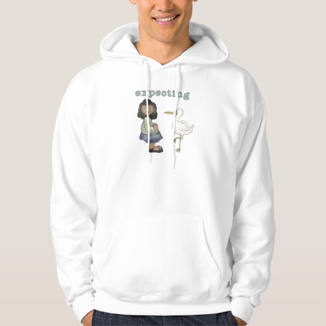 Expecting - African American Mum to Be and Stork Hoodie (Front)