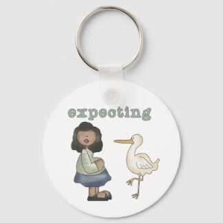 Expecting - African American Mum to Be and Stork Key Ring