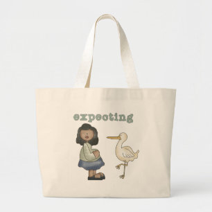 Expecting - African American Mum to Be and Stork Large Tote Bag