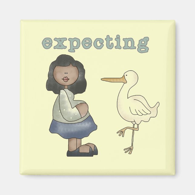 Expecting - African American Mum to Be and Stork Magnet (Front)