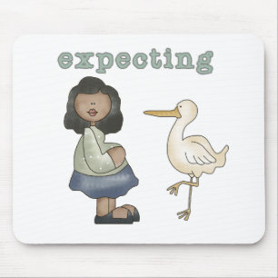 Expecting - African American Mum to Be and Stork Mouse Mat