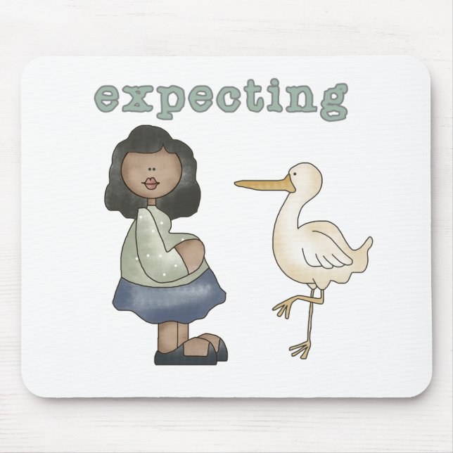 Expecting - African American Mum to Be and Stork Mouse Mat (Front)